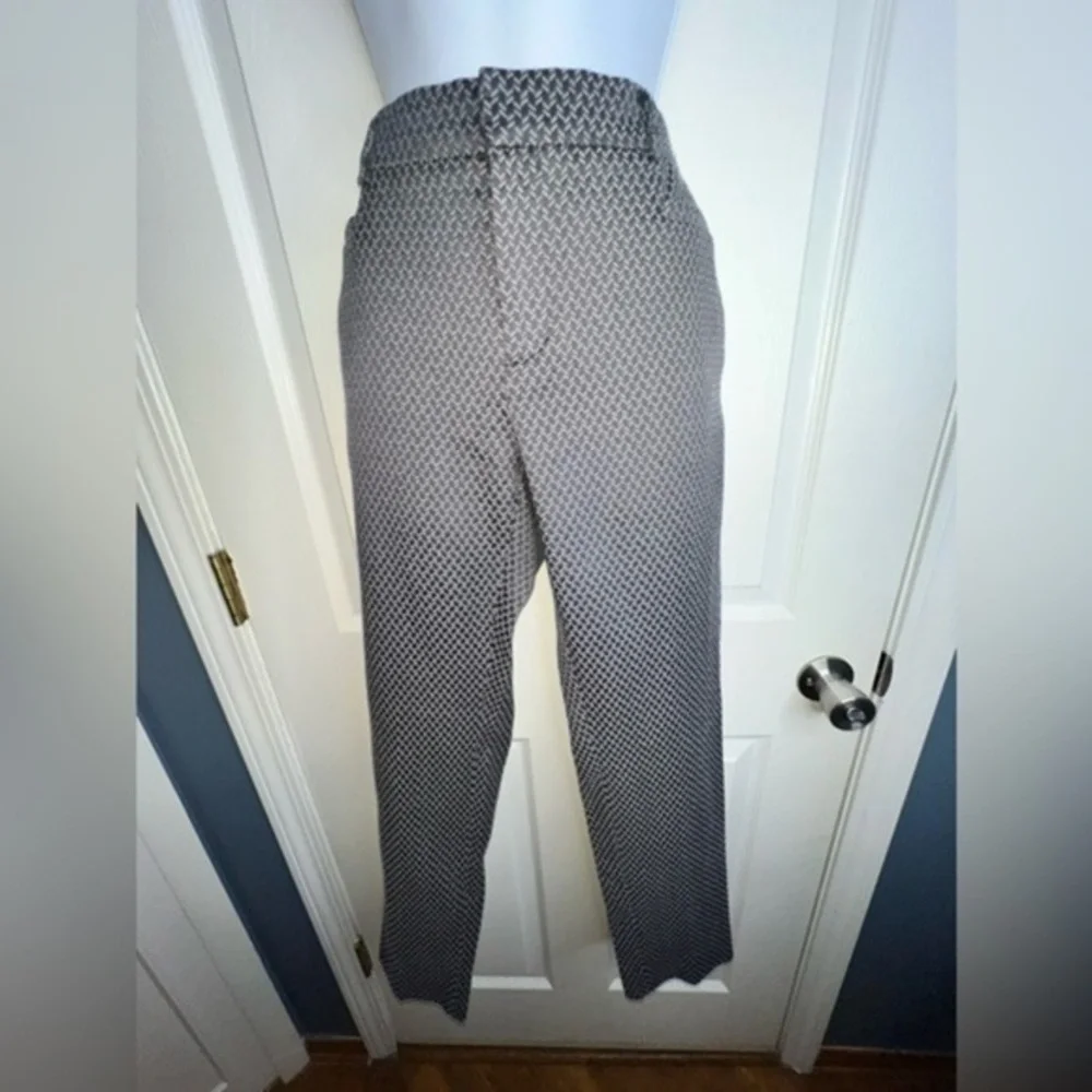 Banana Republic Sloan Fit Size 8 Gray Geometric Slim Leg Trouser Dress Pants M